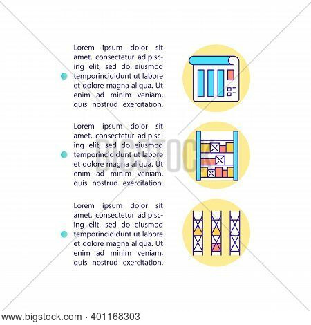 Warehouse Merchandise Storage Concept Icon With Text. Storehouse Parcels Organization. Ppt Page Vect