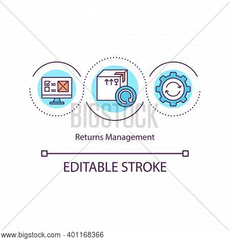 Returns Management Concept Icon. Reverse Logistics In Supply Chain. Shipping Service. Storehouse Man