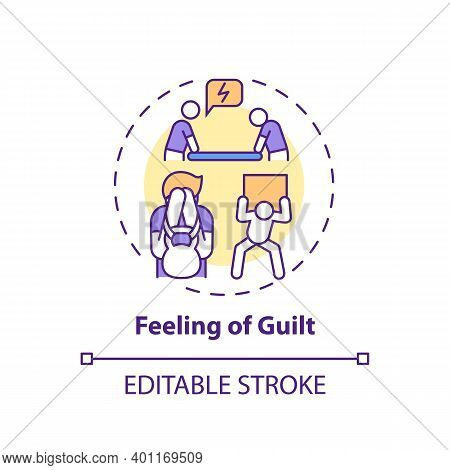 Guilt Feeling Concept Icon. Procrastination Effect Idea Thin Line Illustration. Unworthiness Sense. 