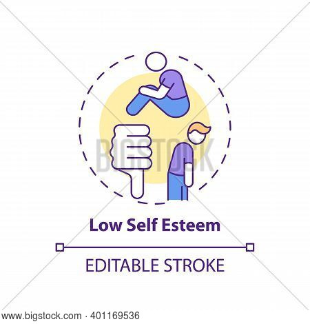 Low Self Esteem Concept Icon. Procrastination Effect Idea Thin Line Illustration. Feeling Badly Abou