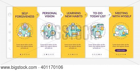 Fighting Delaying Tasks Habit Methods Onboarding Vector Template. Self Forgiveness. To-do Today List