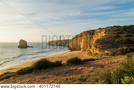 Beautiful empty beach near Portimao, Algarve, Portugal