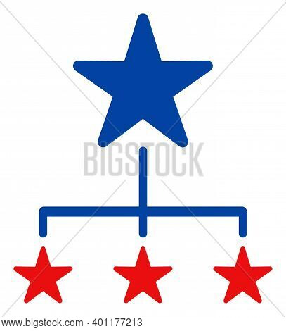 Replication Diagram Icon In Blue And Red Colors With Stars. Replication Diagram Illustration Style U