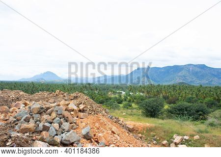 Hills And Farmlands Of South India - Tamilnadu Landscape . Beautiful Farmlands - A View From The Hil
