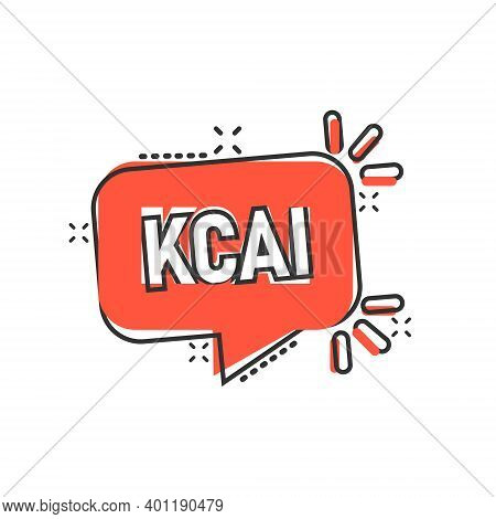 Kcal Icon In Comic Style. Diet Cartoon Vector Illustration On White Isolated Background. Calories Sp