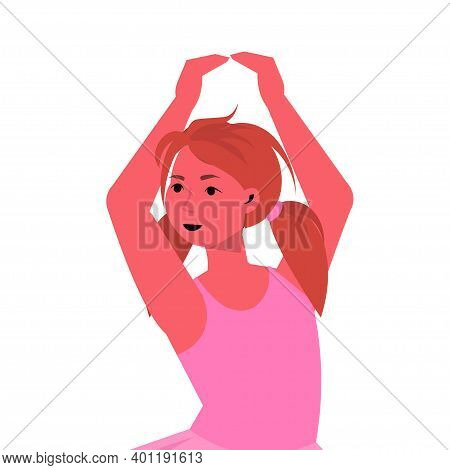 Beautiful Little Girl With Raised Up Hands Cute Child Avatar Chilhood Concept Female Cartoon Charact