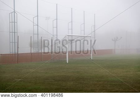 Soccer Field Detail On A Winter Day, Sport