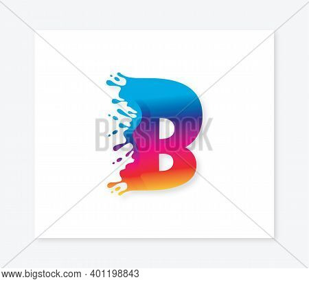 B Alphabet Colorful Painting Logo Design Concept