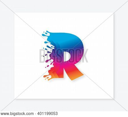 R Alphabet Colorful Painting Logo Design Concept