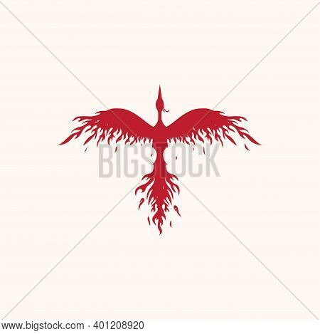 Phoenix Flying Fire Bird Vector Abstract Logo Icon Design Template