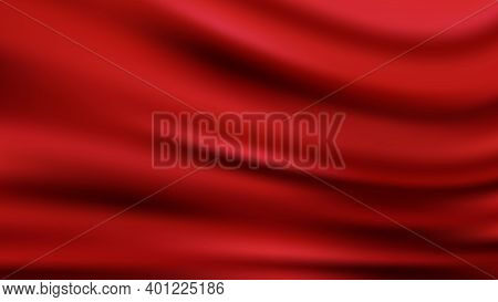 Red Wavy Luxury Fabric Background Smooth Shapes Abstract Background With Smooth Wavy Structure Moder