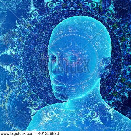 Concept Of Soul Or Consciousness, Knowing Yourself, Overmind, Colored Human Model, 3d Render