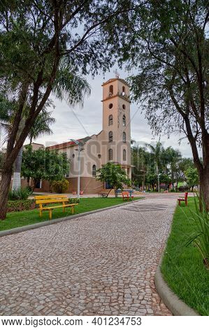 Cassilandia, Mato Grosso Do Sul, Brazil - 12 21 2020: Sao Jose Square In The Center Of Cassilandia