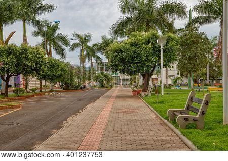 Cassilandia, Mato Grosso Do Sul, Brazil - 12 21 2020: Sao Jose Square In The Center Of Cassilandia