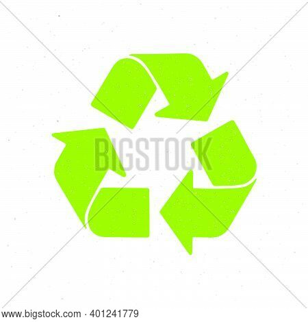 Silhouette Of Green Recycling Symbol. Vector Illustration. Worldwide Attention Sign To Environmental