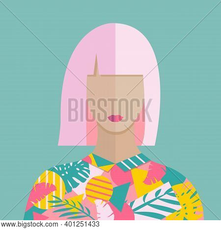 Portrait Of Woman With Short Hair Without Face