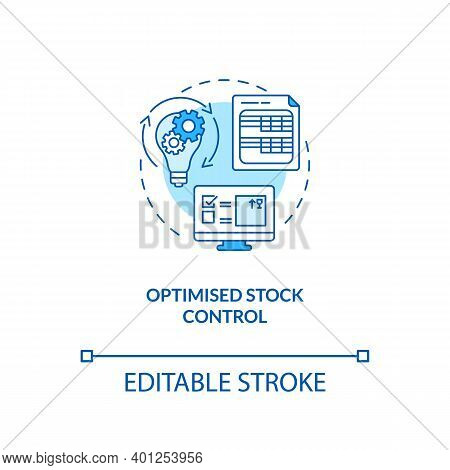Optimised Stock Control Concept Icon. Warehouse Management Software Benefits. Management Advices. St
