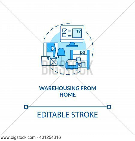 Warehousing From Home Concept Icon. Ecommerce Warehouse Solutions. Managing Products In Own House. C