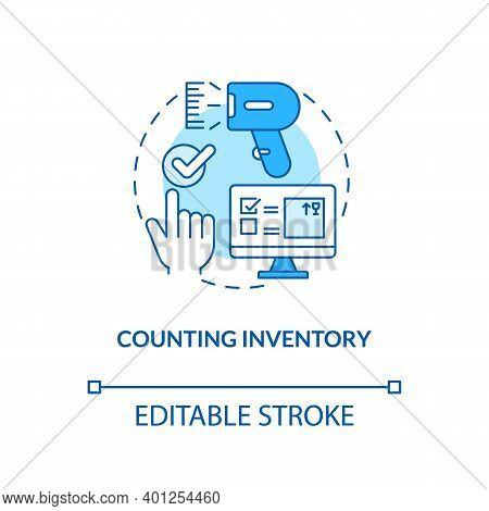 Counting Inventory Concept Icon. Warehouse Audit Elements. Complete Data Entry After Sending Item. B