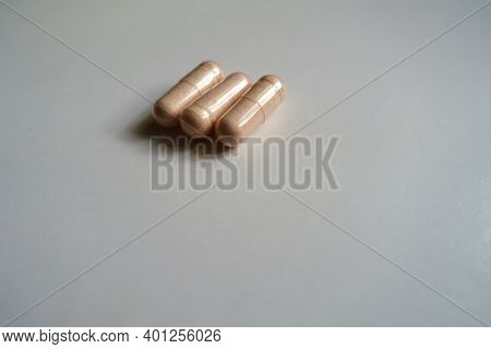 Pink Capsules Of Probiotic Dietary Supplement (three Items)