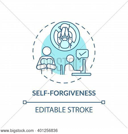 Self-forgiveness Concept Icon. Fighting Procrastination Idea Thin Line Illustration. Developing Self
