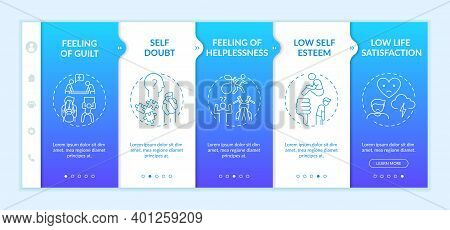 Delaying Tasks Habit Effects Onboarding Vector Template. Guilt Feeling, Helplessness. Low Self Estee