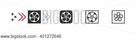 Air Purifier Icons. Air Recirculation Stay Safe From Virus Covid. Bactericidal Air Recirculation Irr
