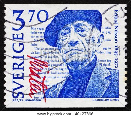 Postage Stamp Sweden 1995 Fritiof Nilsson Piraten, Writer