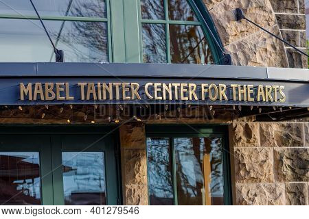 Menomonie, WI, USA  -  June 25, 2020: Historic landmark Mabel Tainter Memorial Building located in M