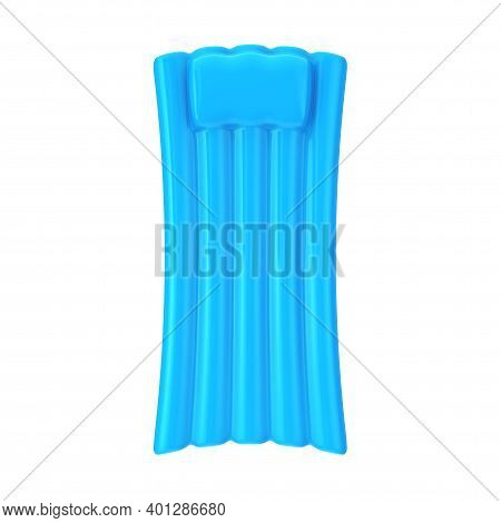 Blue Air Pool Matress Water Couch Bed On A White Background. 3d Rendering