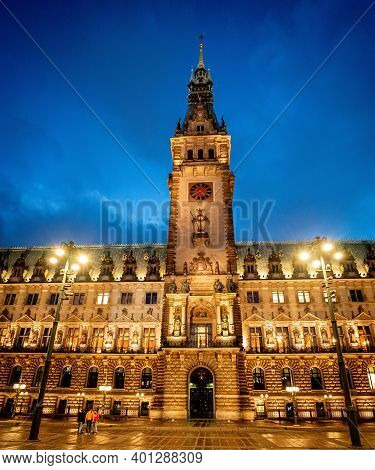 Hamburg City Hall At Night - Travel Photography