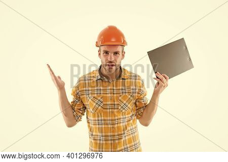 Mining Area Under Construction. Mining Engineer At Work Isolated On White. Mining Inspection. Mining