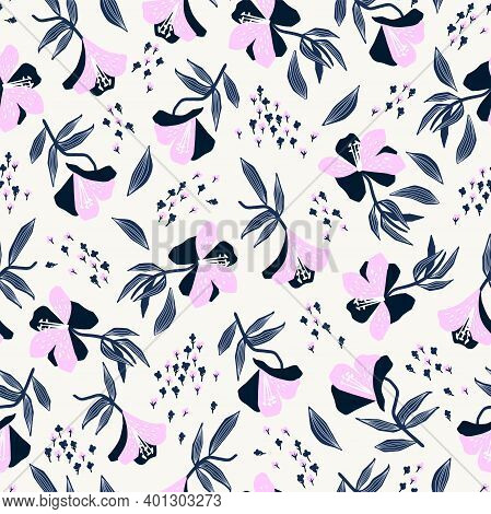 Vector Alstroemeria(peruvian Lily) Illustration Motif Floral Seamless Repeat Pattern