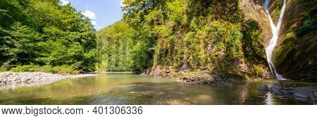 Russia. Sochi. Orekhovsky Waterfall On Bezumenk's River - Natural Sight In The Neighborhood Of The C