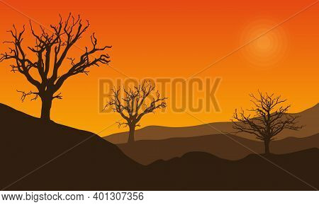 Very Nice Color Sky At Sunset On The City Edge. City Vector
