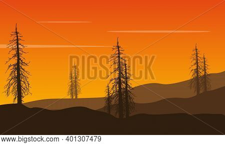 Very Beautiful Scenery At Sunset In The Countryside. City Vector
