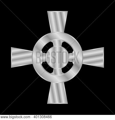 Celtic Cross Icon On Black Background. Vector Illustration.