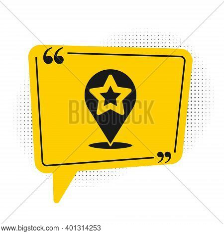 Black Map Pointer With Star Icon Isolated On White Background. Star Favorite Pin Map Icon. Map Marke