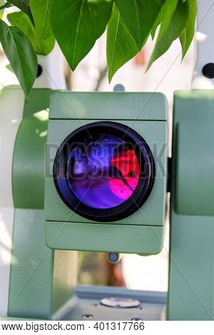 Part Of Total Station Instruments Objective Laser Light Is Emitted From This Part. Survey Instrument
