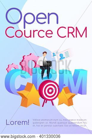 Open Source Crm Poster Flat Vector Template. Company Customization. Brochure, Booklet One Page Conce