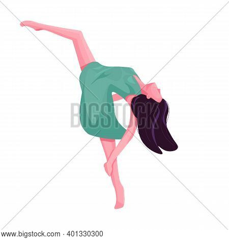 Contemporary Dancer Flat Color Vector Faceless Character. Contemp Dance Graceful Female Performer. G