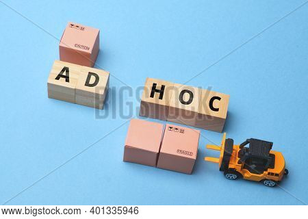 Courier Industry Term Ad Hoc Courier On Wooden Block.