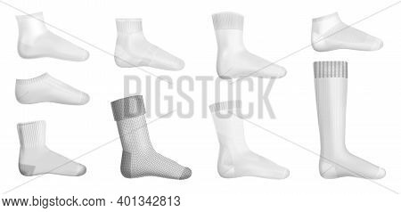 Different Types Of Sock With Low Cut Mid Calf Over Calf And Knee Socks Isolated Layouts Realistic Ve