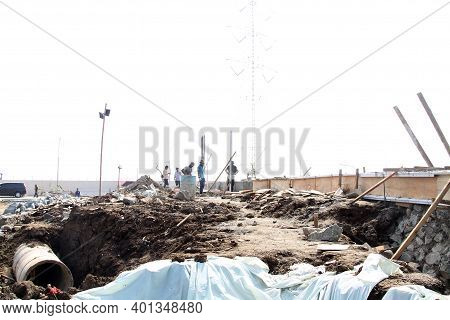 Bekasi, 12/7/2020. Construction Of Culverts For Residential Or Residential Waterways In The Bekasi A