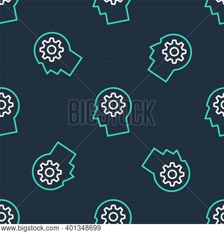 Line Human Head With Gear Inside Icon Isolated Seamless Pattern On ...