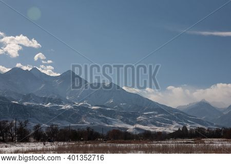 Mountains Winter Snow Covered Rocks Taian Shan