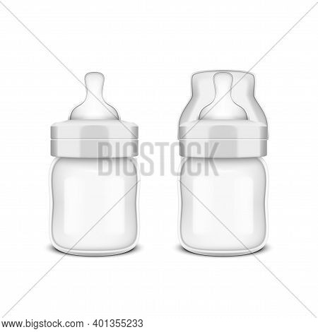 White Glossy Plastic Baby Feeding Bottle With Cap