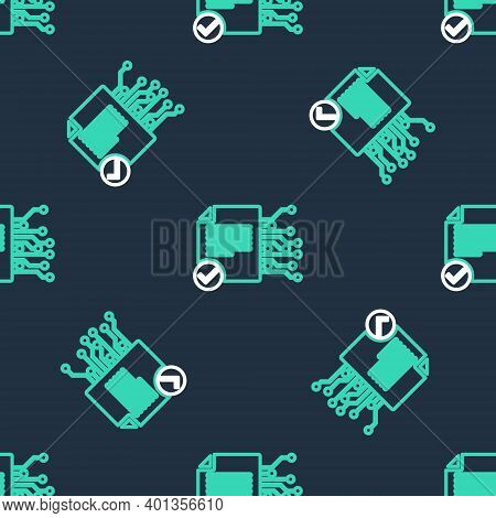 Line Smart Contract Icon Isolated Seamless Pattern On Black Background. Blockchain Technology, Crypt