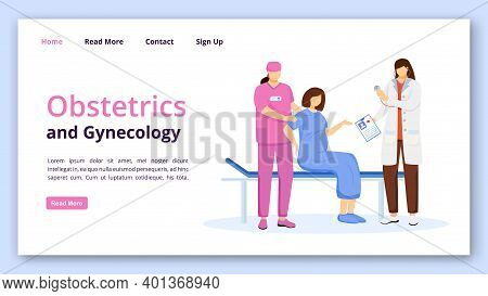 Obstetrics And Gynecology Landing Page Template. Obgyn Website Interface Idea With Flat Illustration