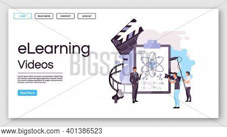 Elearning Videos Landing Page Vector Template. Educational Internet Blogging Website Interface Idea 